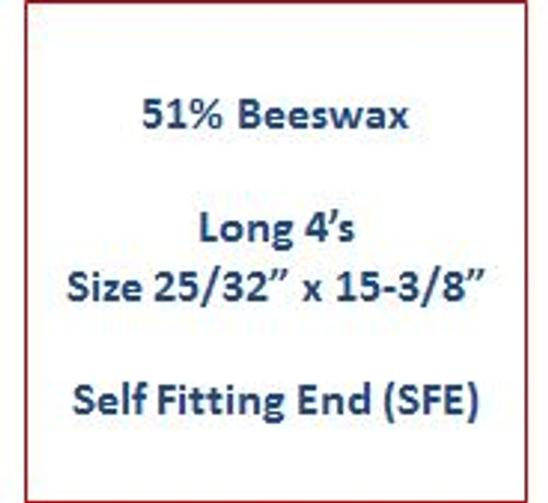 Cathedral 51% Beeswax Long 4's  | Size 25/32" x 15-3/8"  | Self Fitting End (SFE) | 10041106