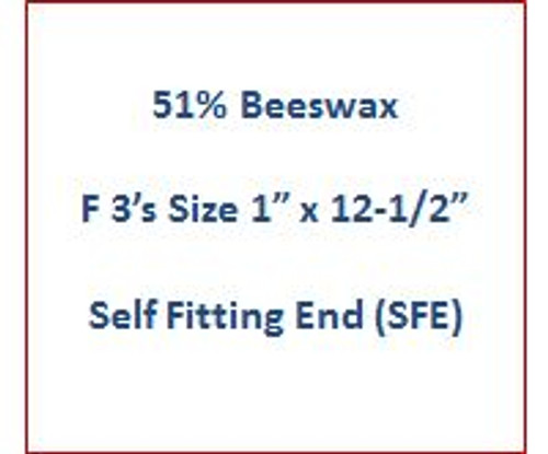 Cathedral 51% Beeswax F 3's  | Size 1" x 12-1/2" | Self Fitting End (SFE) | 10037106 Cathedral 51% Beeswax F 3's  | Size 1" x 12-1/2" | Self Fitting End (SFE) | 10037106
