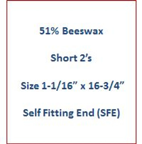 Cathedral 51% Beeswax Short 2's  | Size 1-1/16" x 16-3/4" | Self Fitting End (SFE) | 10020106