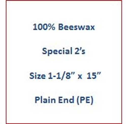 Cathedral 100% Beeswax Special 2's  | Size 1-1/8" x 15" | Plain End (PE) | 20028006