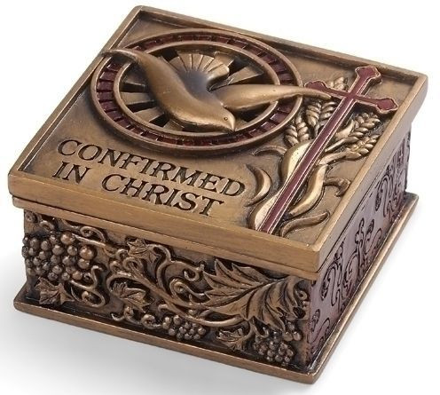 jesus　Providence P-3LD AB box + 2LOOP Confirmed Keepsake Box, Wood Look, Silver Cross, 3 x 2 x 1-3/4