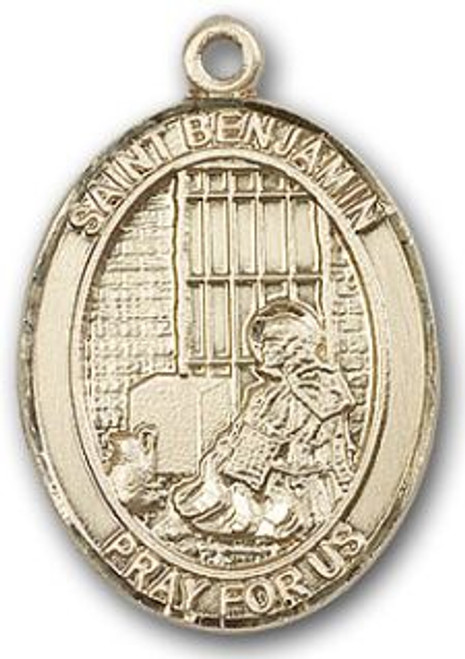 14K Gold Filled Oval Medal-Size Small-18" Chain-5/8"-St. Benjamin