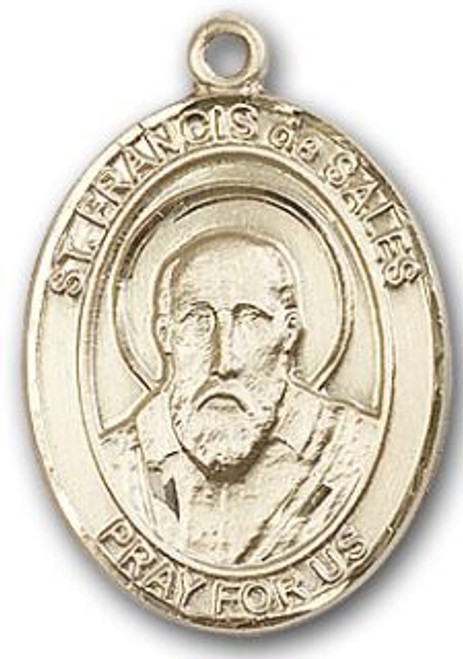 14K Gold Filled Oval Medal-Size Medium-18" Chain-7/8"-St. Francis de Sales