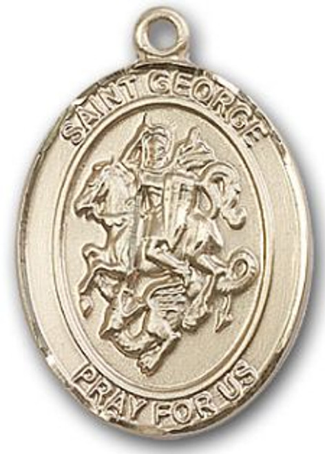 14 Karat Oval Medal-Size Large-1 1/4"-St. George 14 Karat Oval Medal-Size Large-1 1/4"-St. George