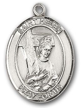 Sterling Silver Oval Medal-Size Large-24" Chain-1 1/4"-St. Helen