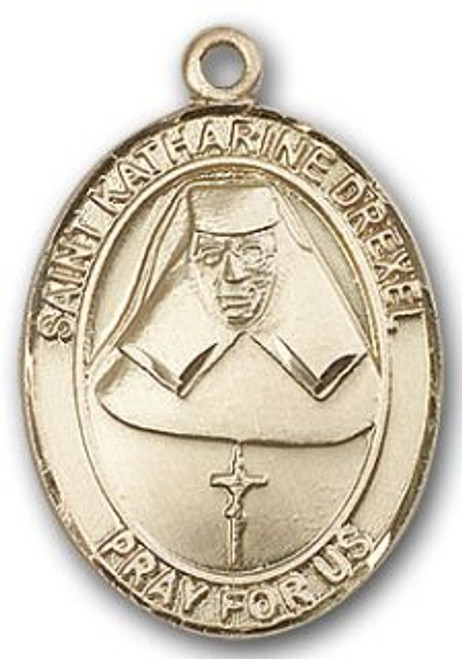 14K Gold Filled Oval Medal-Size Medium-18" Chain-7/8"-St. Katharine Drexel