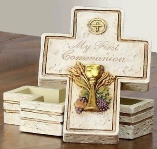 First-Communion-Keepsake-Box-with-Raised-Blessed-Sacrament-made-of-Resin-Stone-Mix-measures-3-and-1-half-by-2-and-1-half-by-1-and-1-quarter-inches-RO63107 First-Communion-Keepsake-Box-with-Raised-Blessed-Sacrament-made-of-Resin-Stone-Mix-measures-3-and-1-half-by-2-and-1-half-by-1-and-1-quarter-inches-RO63107