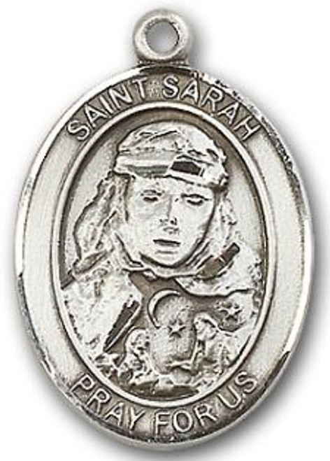 Sterling Silver Oval Medal-Size Small-18" Chain-5/8"-St. Sarah
