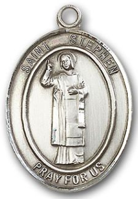 Sterling Silver Oval Medal-Size Small-18" Chain-5/8"-St. Stephen