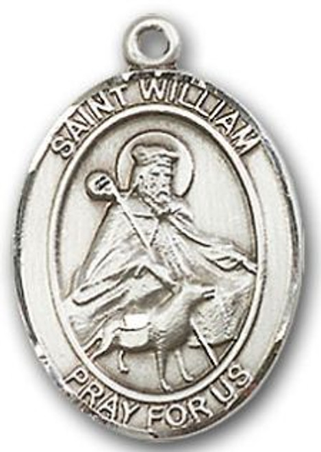 Sterling Silver Oval Medal-Size Medium-18" Chain-7/8"-St. William