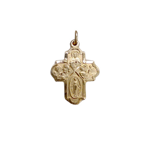 14KT Four Way Crucifix Medal | Four Way Devotional | 14 Karat  14KT Four Way Crucifix Medal | Four Way Devotional | 14 Karat