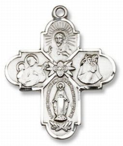 Heartland Store Women's Sterling Silver 4-Way Cross Pendant | Red Enamel Dove Center | Includes 18" Chain | Made In USA - View #3