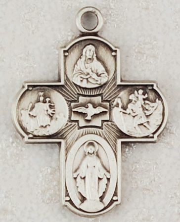 4 Way Medal, Sterling Silver, Holy Spirit, 18