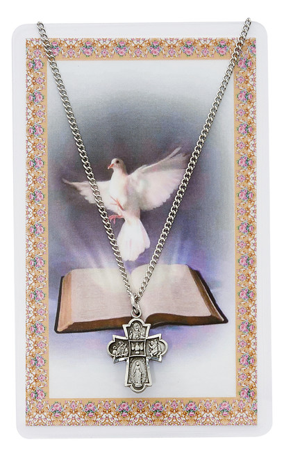 four way pewter medal on eighteen inch nickel chain with holy card mapsd1810 four way pewter medal on eighteen inch nickel chain with holy card mapsd1810