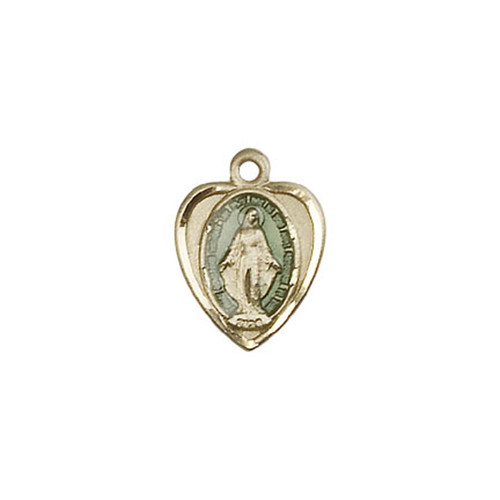 Heart Shaped Miraculous Medal 24KT 