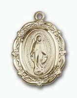 Gold Filled Miraculous Medal Flowered Edge Necklace