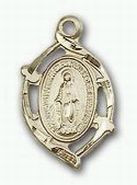 Gold Filled Miraculous Medal Necklace 18 Inch Chain