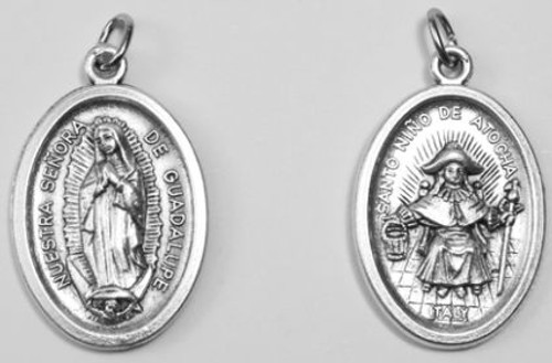 Our Lady of Guadalupe | w/Santo Nino de Atocha | Silver Ox Medal |M1120