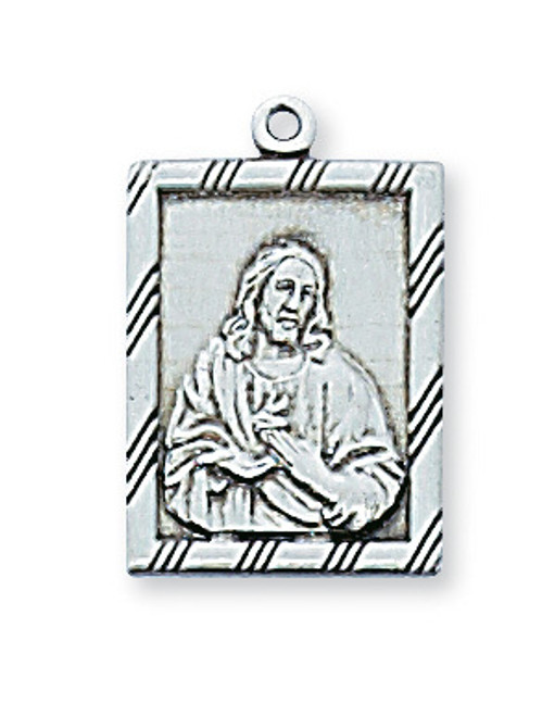 Sacred Heart of Jesus pendant with our lady of mount carmel on back made of sterling silver measures 1 half inch by 3 quarters inches made in usa mal811 Sacred Heart of Jesus pendant with our lady of mount carmel on back made of sterling silver measures 1 half inch by 3 quarters inches made in usa mal811