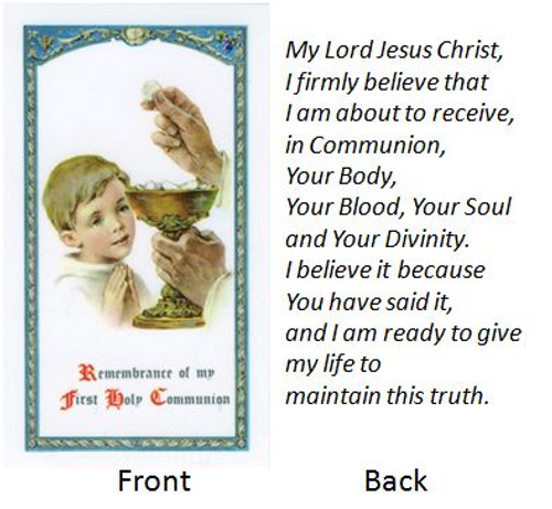 Remembrance | First Communion Holy Card | Boy | Laminated | Italian Art Remembrance | First Communion Holy Card | Boy | Laminated | Italian Art