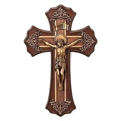 Wall Cross | Oak Look Finish| Victorian Style | Antique Gold Accents | 10-1/4" x 6-3/4" Wall Cross | Oak Look Finish| Victorian Style | Antique Gold Accents | 10-1/4" x 6-3/4"