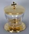 Ablution Cup with glass container with gold plated lid and base with budded cross on lid 