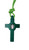 Saint Benedict Green Cross Necklace on Green Cord - Back 