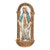 Our Lady of Grace holy water font made of resin with gold accents measures 7 and one eighth inches high ro62828
