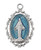 1 inch miraculous medal with embellished border and blue epoxy made of sterling silver on 18 inch rhodium plated chain made in u s a MAL635