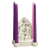 Nativity Arch Advent Candleholder White Holy Family with Bethlehem and star measures 7 inches 