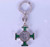 Saint Benedict Key Ring | Cross | Metal | Green Enamel | 1-1/2" | Italy | PG211NG