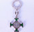 Saint Benedict Key Ring | Cross | Metal | Green Enamel | 1-1/2" | Italy | PG211NG