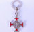 Saint benedict key ring with red enamel accent made of metal measures 1 and one half inches from italy pt211nr Saint benedict key ring with red enamel accent made of metal measures 1 and one half inches from italy pt211nr