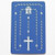 marian blue Rosary Wallet Card made of stiff plastic with raised bumps for prayers measures 3 and 1 half by 2 inches ro43822