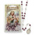 Saint Joseph Chaplet with Metal and Purple Glass Beads shown with packaging 