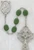 Saint Patrick Shamrock Rosary with Celtic Crucifix & Green Glass Beads Detail 