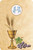 First Communion Boy Receiving the Sacrament from Jesus 2D Holy Card - Chalice with wheat and grapes 