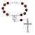 Divine Mercy Auto Rosary One Decade with dark Red Beads
