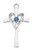 Cross Necklace | Blue Crystal Center | Heart Accent | Sterling Silver | 18" Chain | USA | L977 Cross Necklace | Blue Crystal Center | Heart Accent | Sterling Silver | 18" Chain | USA | L977