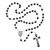 Black Glass Rosary with Holy Mass Crucifix and Miraculous Medal - Full Rosary 
