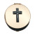 Brass Crucifix Pyx with Pewter Emblem Top of Lid 