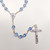 Blue Glass Rosary Beads with Blessed Mother Centerpiece