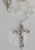 Rosary with Crystal Glass Beads & Silver Oxidized Crucifix and Centerpiece close up 