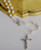 Rosary Beads | Blessed Mother Centerpiece | Faux Pearl Beads | Italy | 1061A5