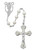 6 millimeter faux pearl glass rosary beads with rhodium plated pewter blessed mother medal and Crucifix MAR157RF