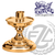 Altar Candlestick with round base and column in choice of brass or bronze with satin or high polish finish measures 5 inches tall with 6 inch diameter base made in u s a by pacific bronze PB401SCS