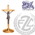 modern style altar crucifix with round base in choice of brass or bronze with high polish or satin finish choose from 14 or 20 inch height made in u s a by progressive bronze PB216133AC