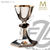 13 ounce sterling chalice measures  8 and 3 eighths inches inches high with obsidian node and cross on base made in spain by artistic silver AS1017CSS 13 ounce sterling chalice measures  8 and 3 eighths inches inches high with obsidian node and cross on base made in spain by artistic silver AS1017CSS