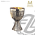 16 ounce chalice with last supper and 4 evangelists stands 6 and 3 quarters inches high comes with paten made in Spain by Molina AS5050