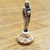 Saint Joseph and Child Statue Silver Oxidized with Wooden Base 